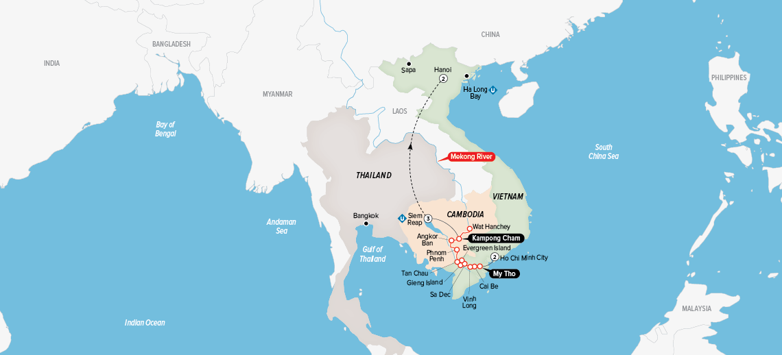 Timeless Wonders of Vietnam, Cambodia and the Mekong Map