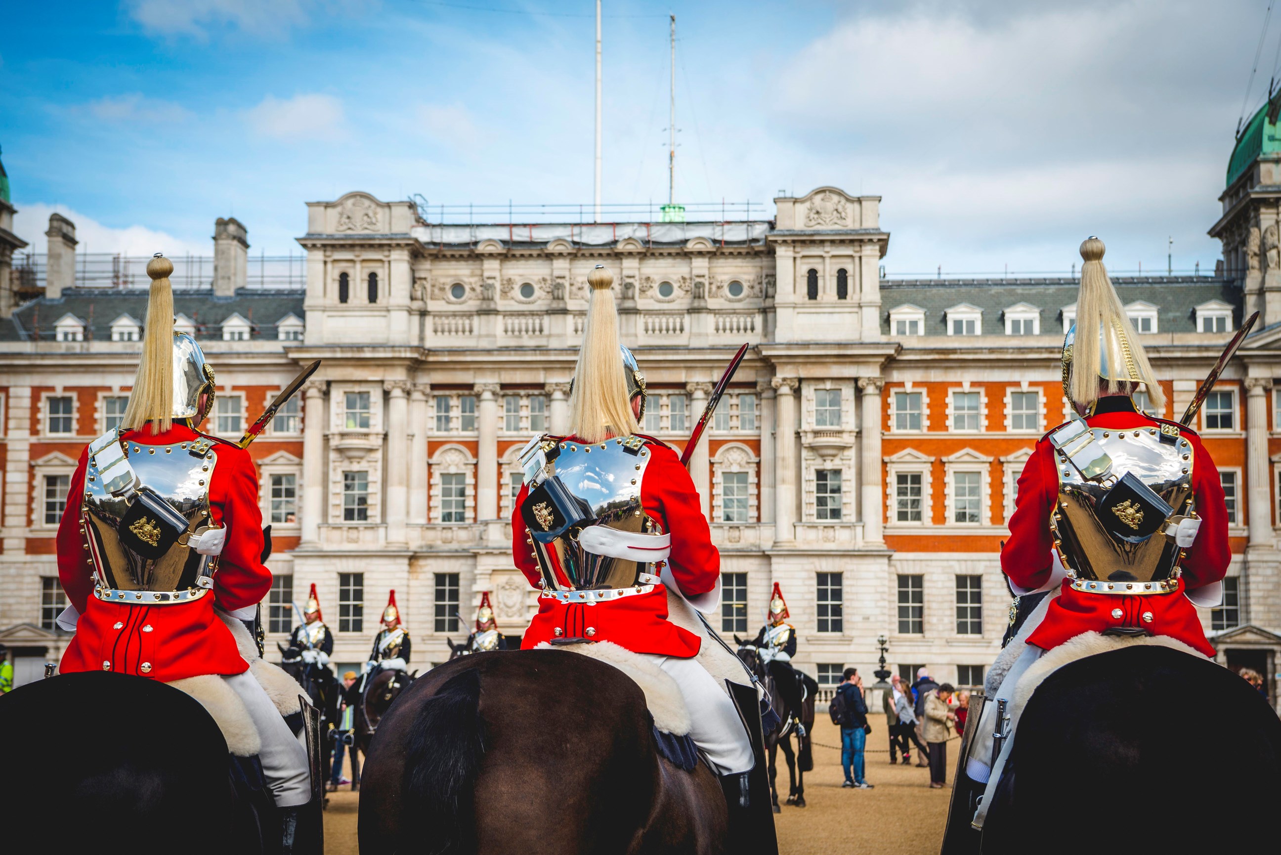 Visit Horse Guards Parade and The Royal Mews in London.