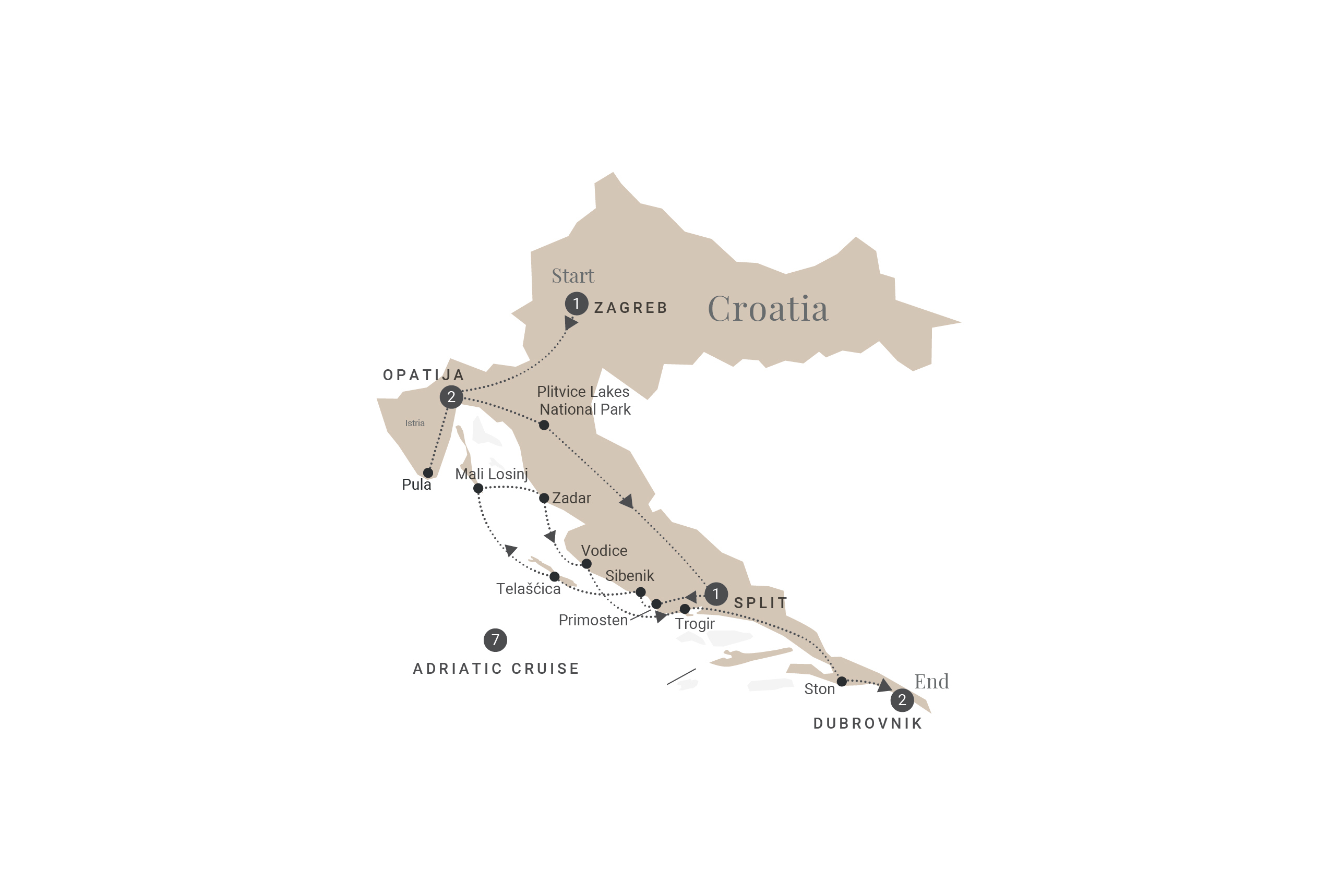 Croatia & the Dalmatian Coast Map