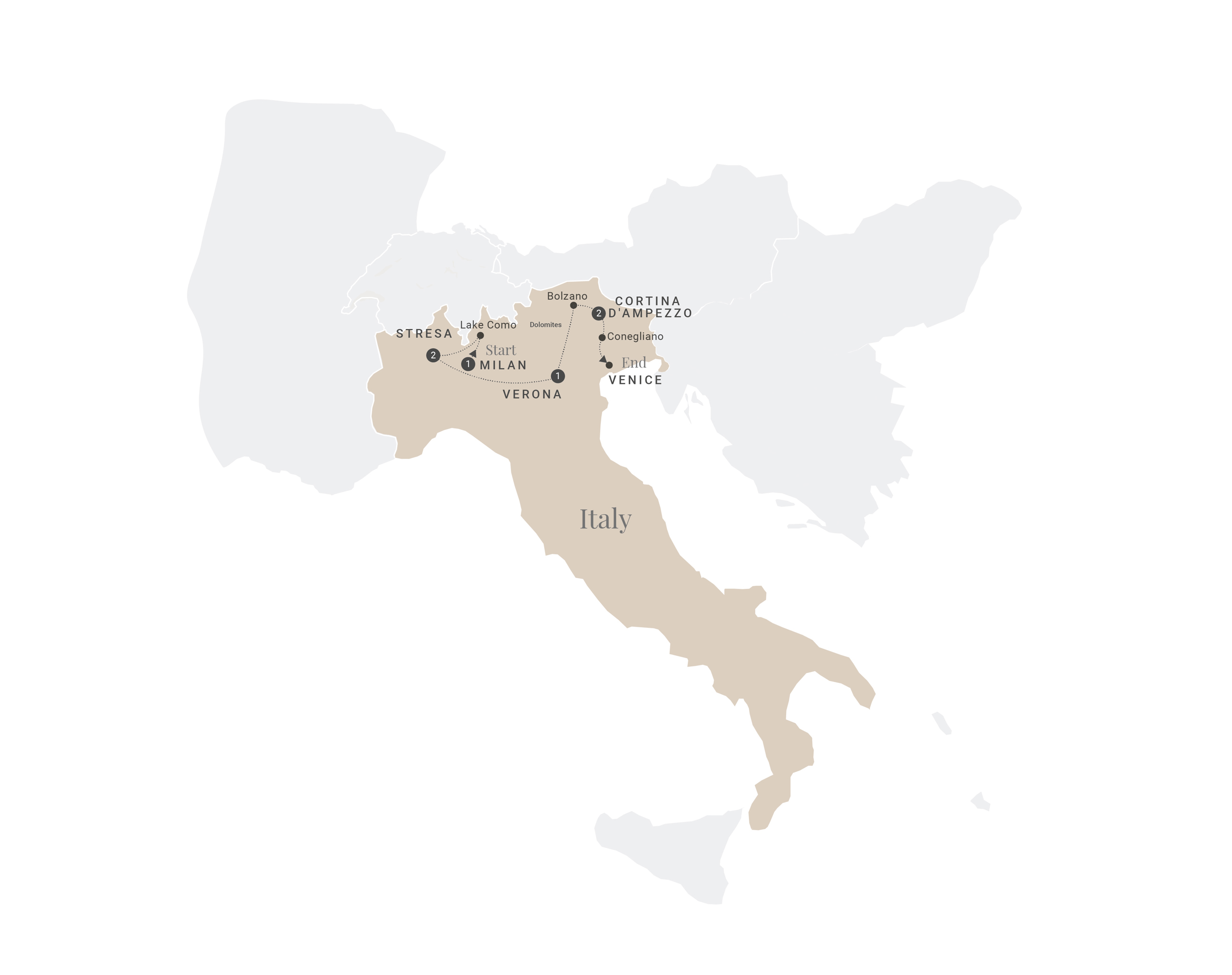 Exquisite Northern Italy Map