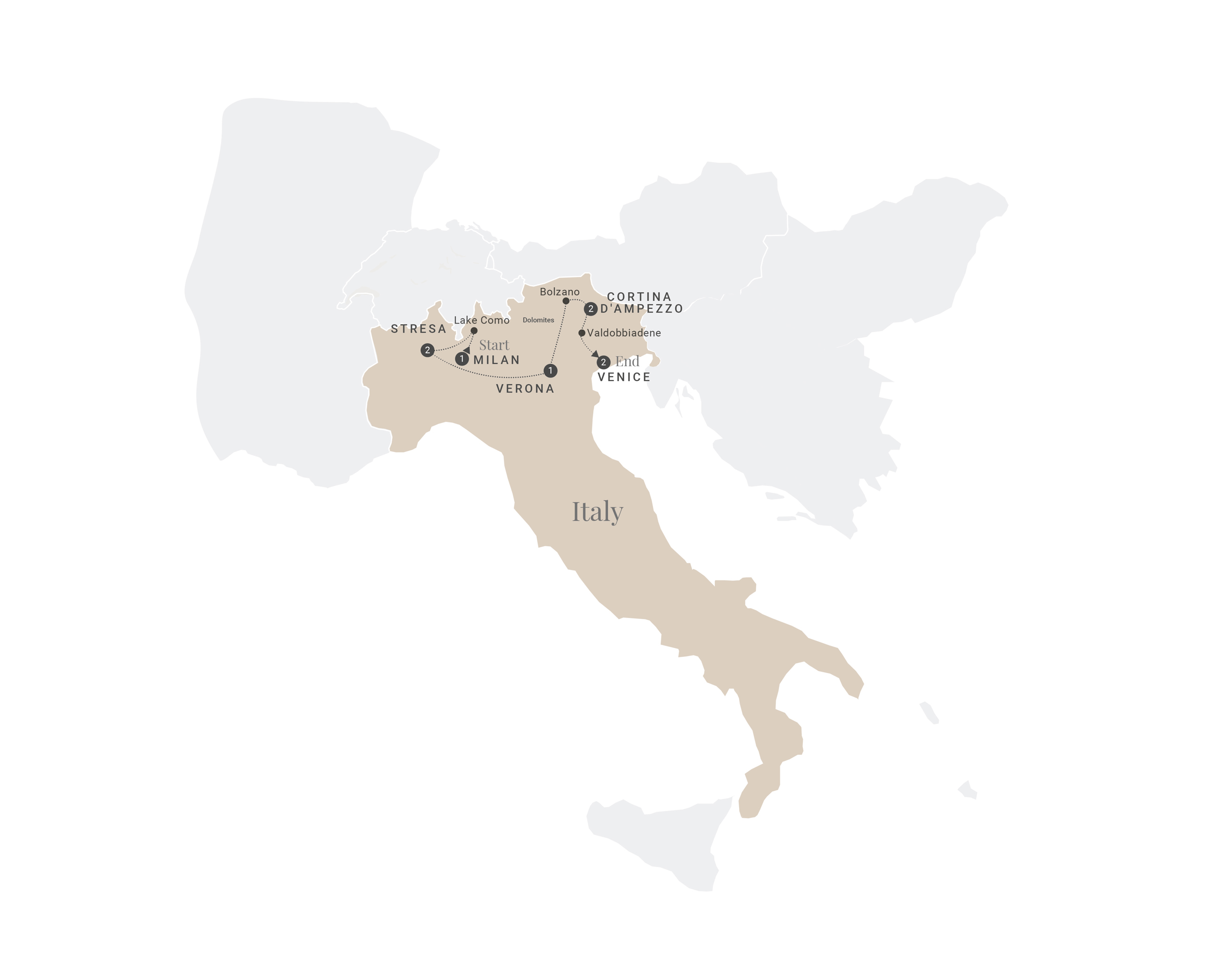Exquisite Northern Italy Map