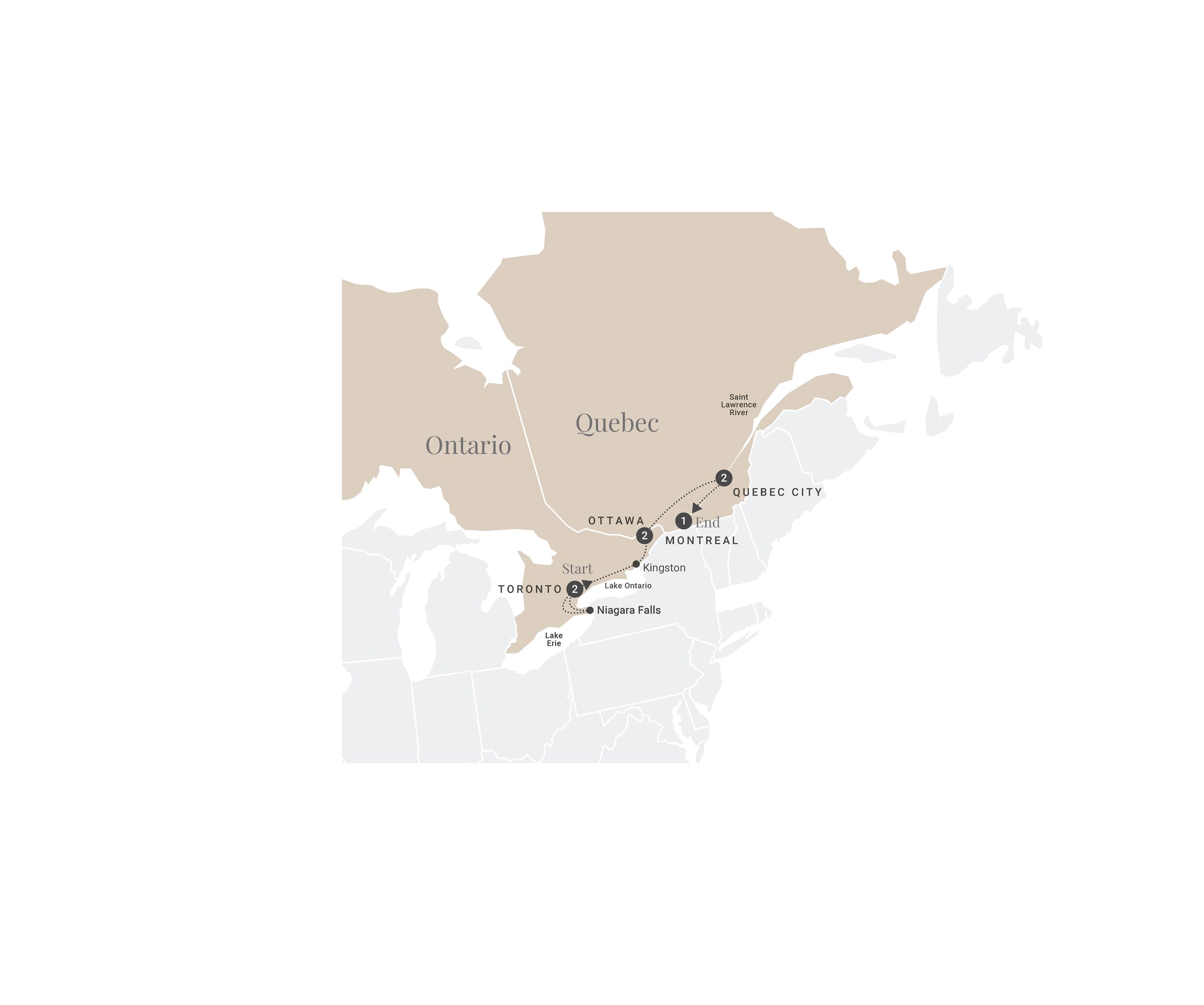 Indulgence in Eastern Canada Map