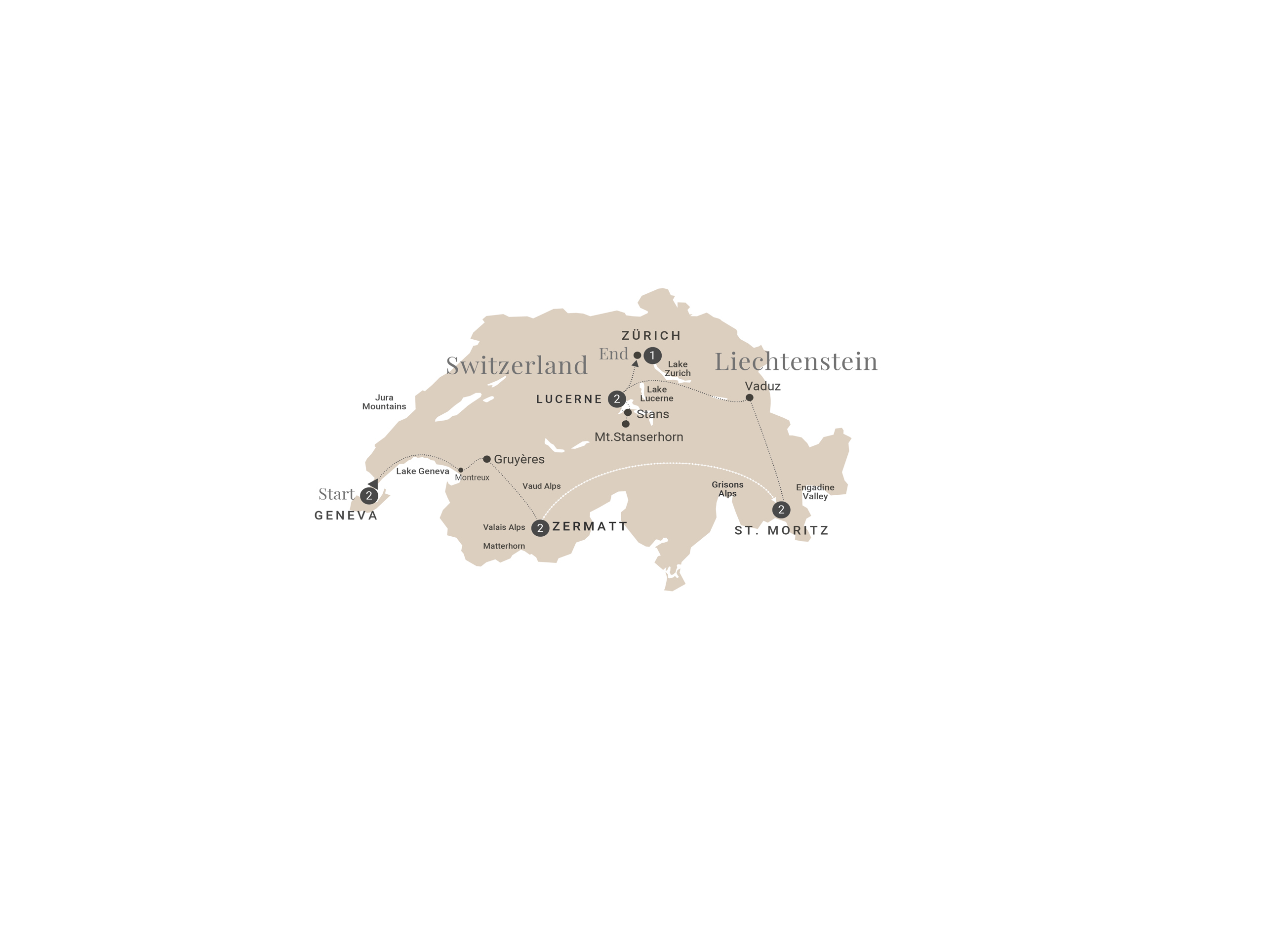 Majestic Switzerland Map