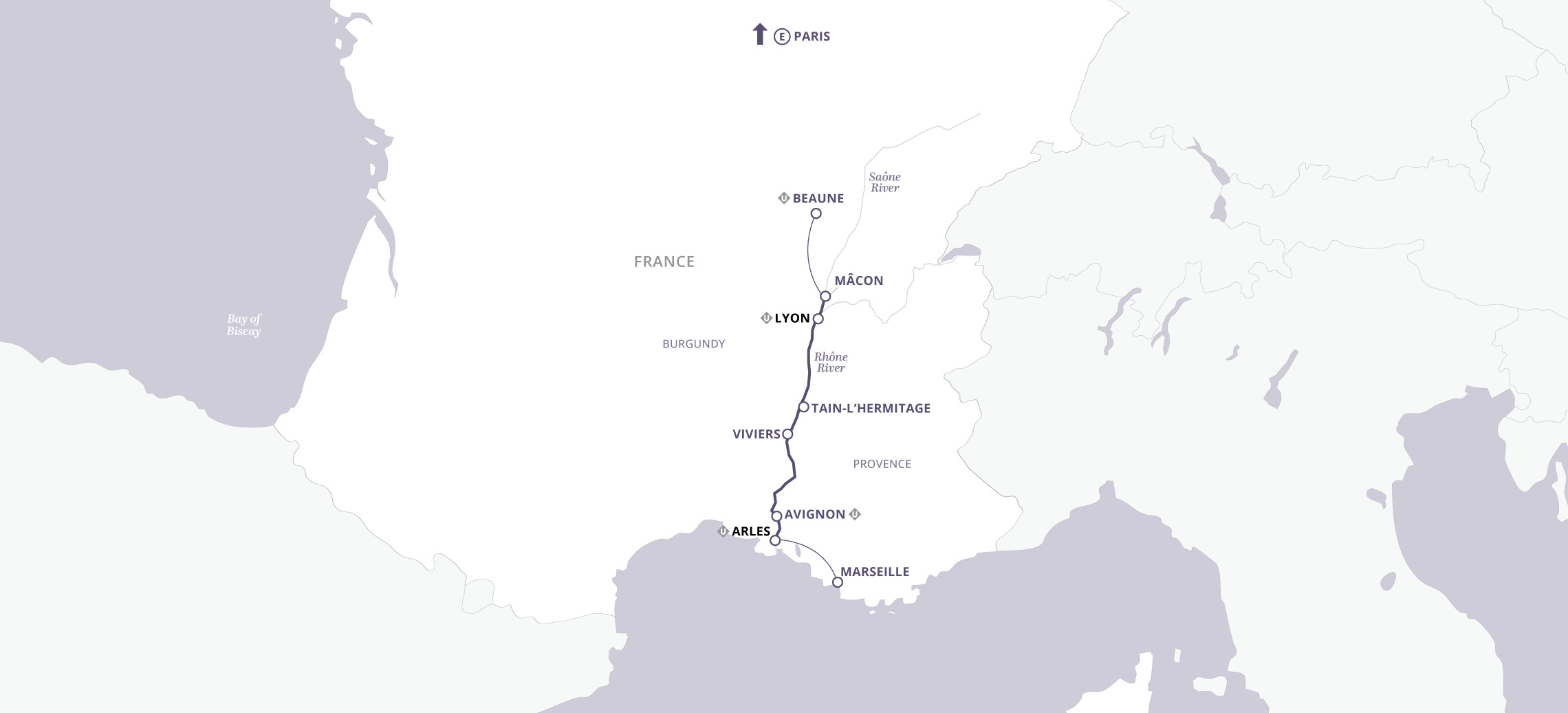 Burgundy & Provence (2024) Itinerary Map