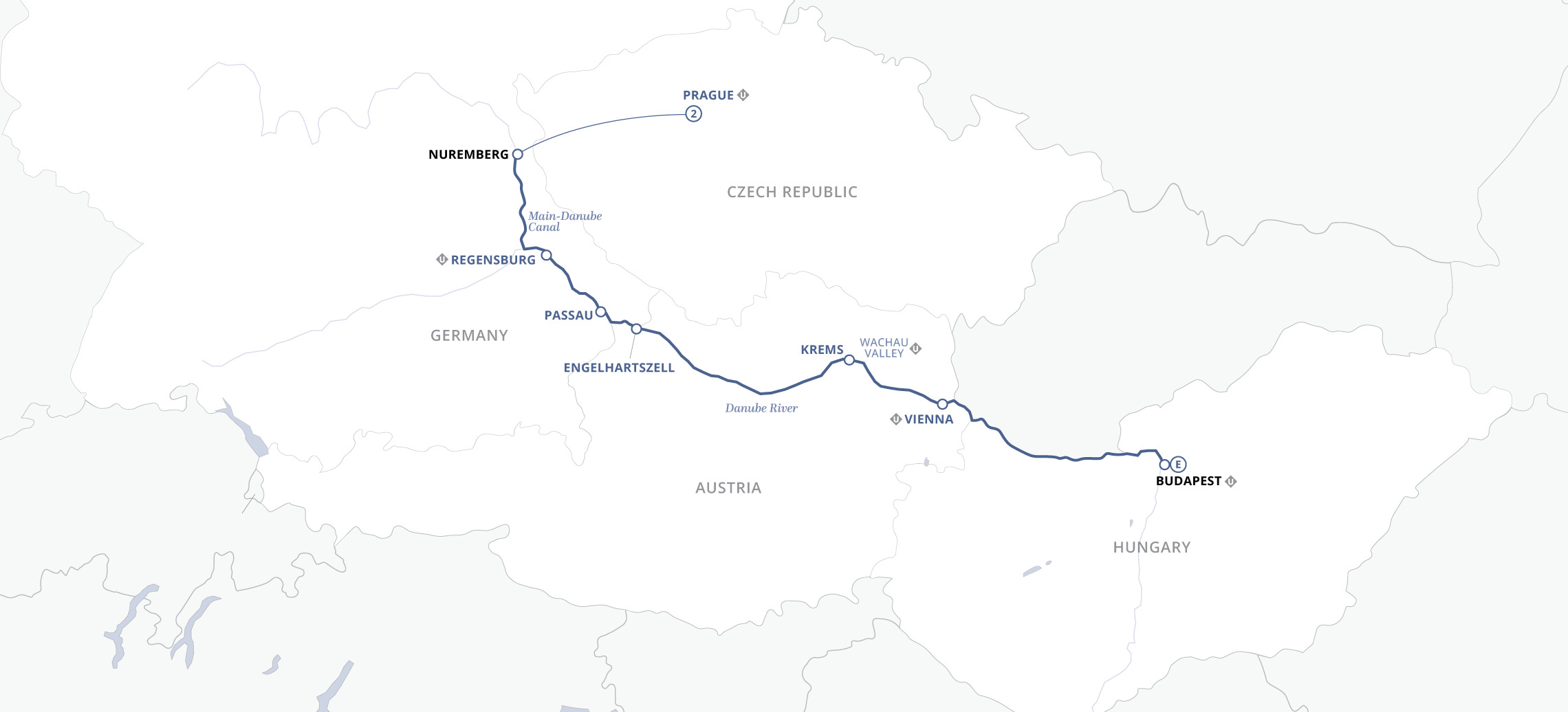 Delightful Danube & Prague (2024) Itinerary Map