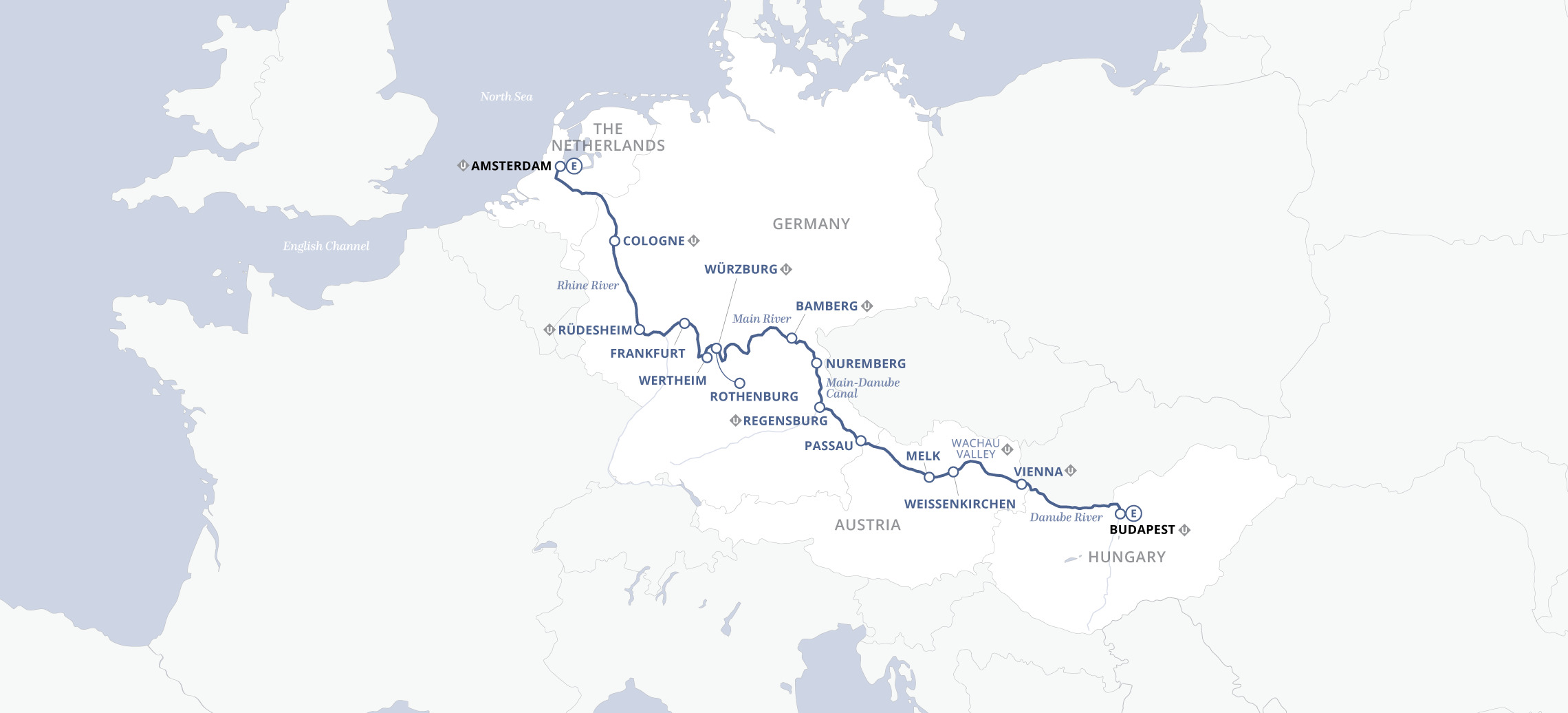 European Jewels (2025) Itinerary Map