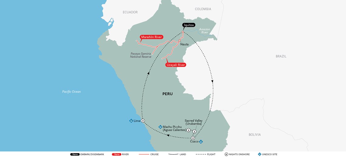 Peruvian Amazon & Machu Picchu Exploration Map