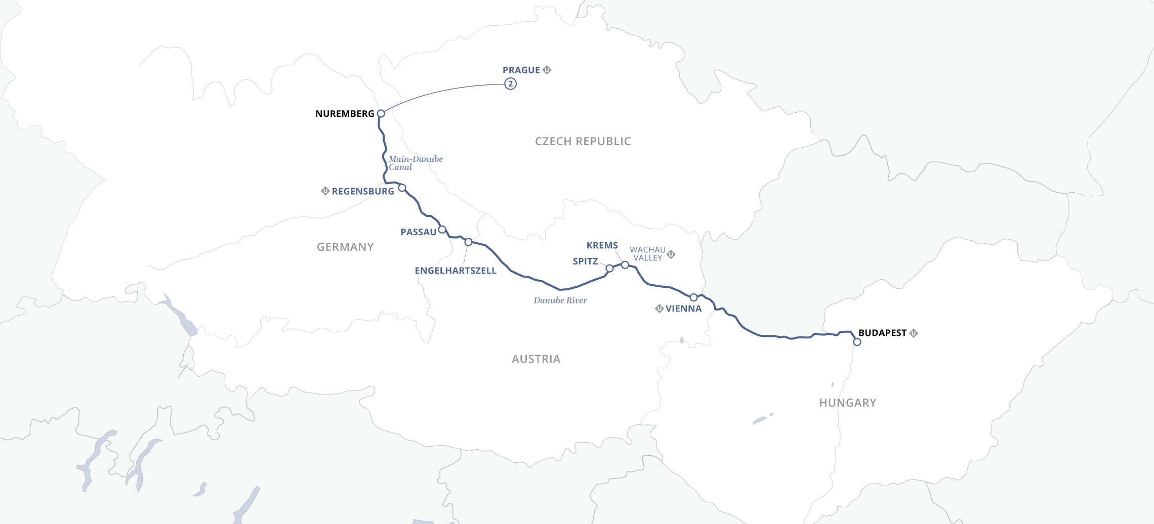Delightful Danube & Prague (2024) Itinerary Map