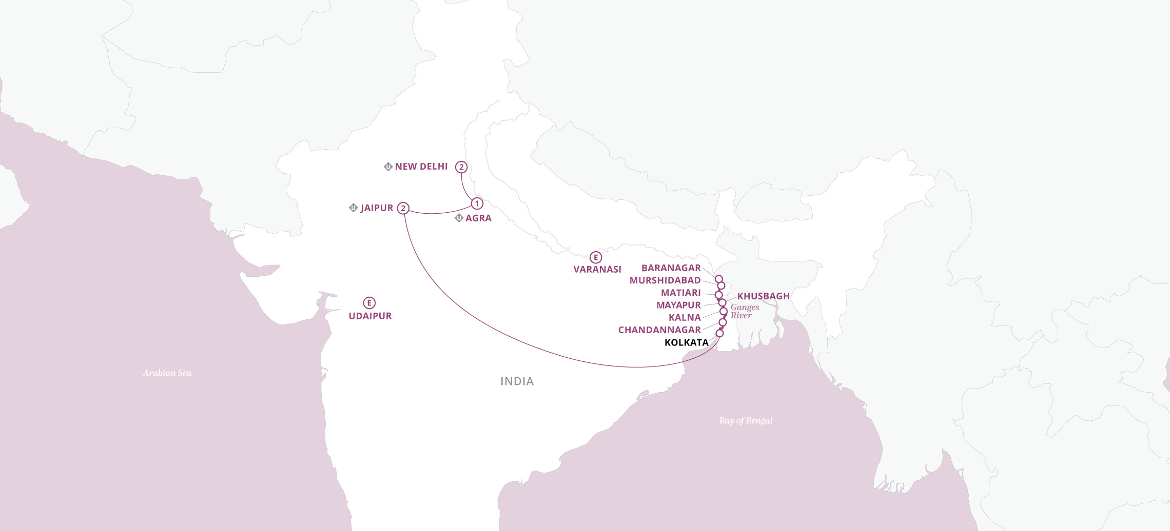 India's Golden Triangle & the Sacred Ganges Map