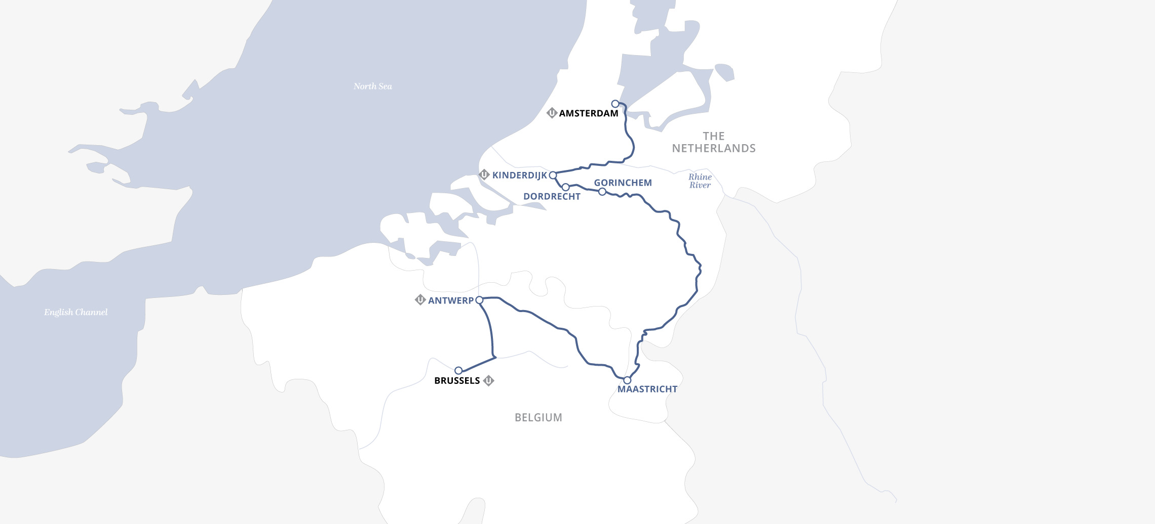 Holland & Belgium at Tulip Time (2026) Itinerary Map