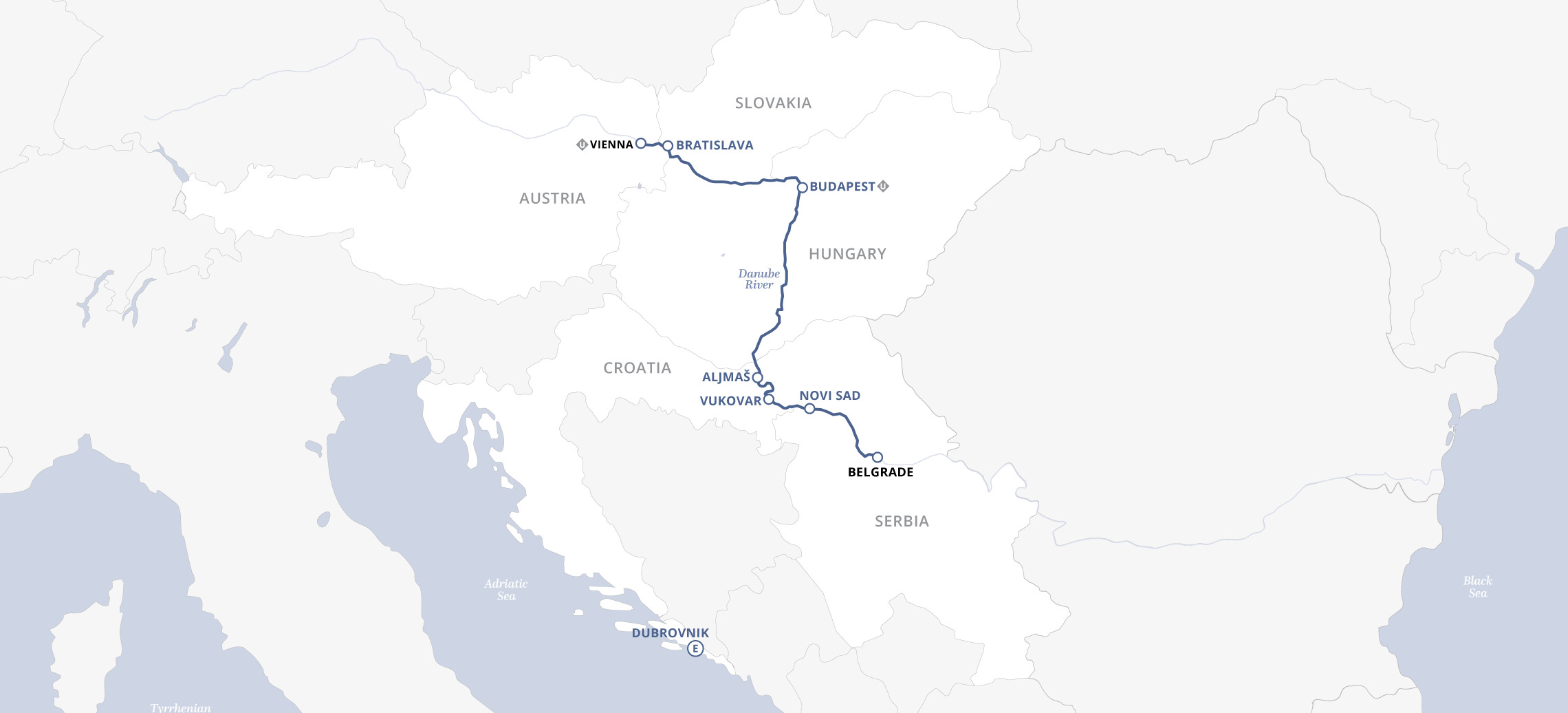 Vienna & Capital Cities of the Danube (2026) Itinerary Map