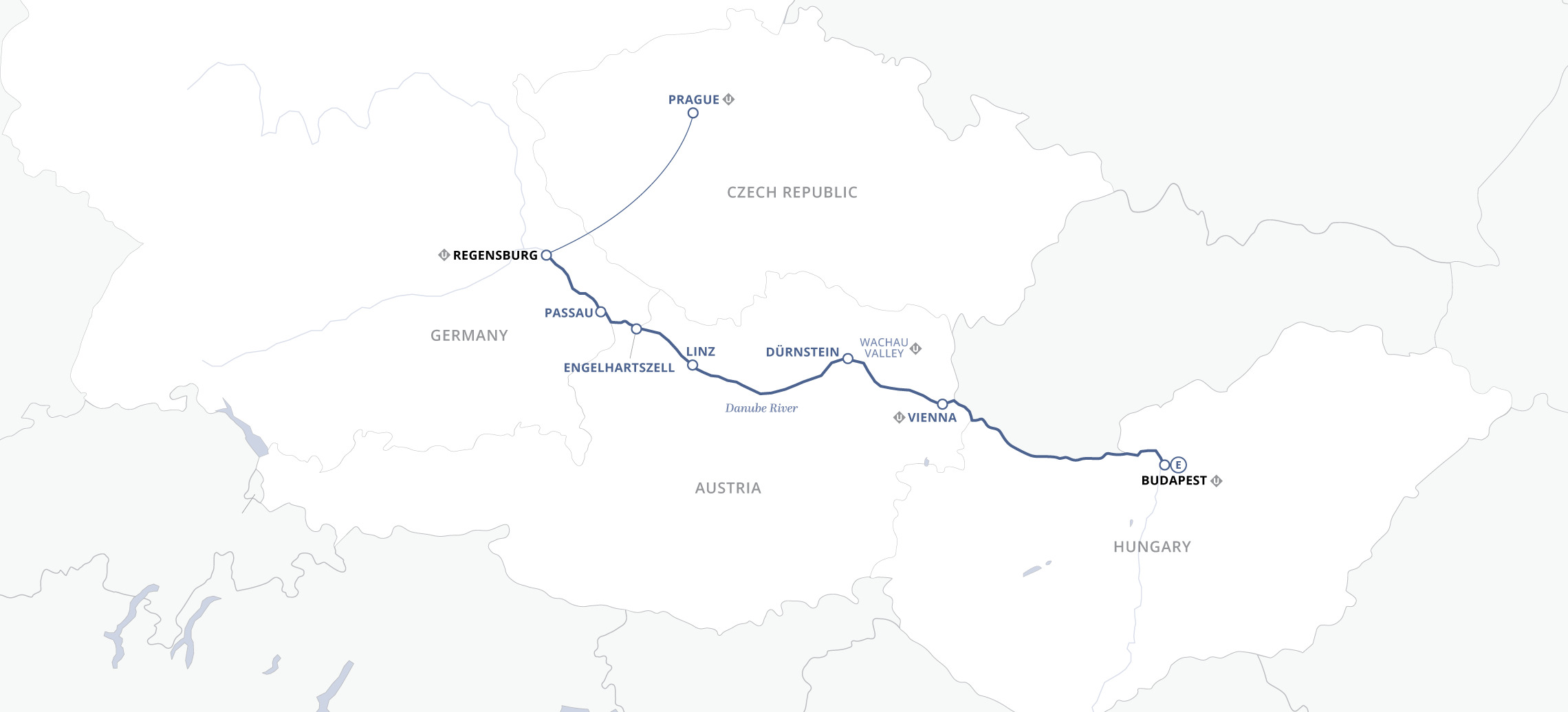 Delightful Danube & Prague (2026) Itinerary Map