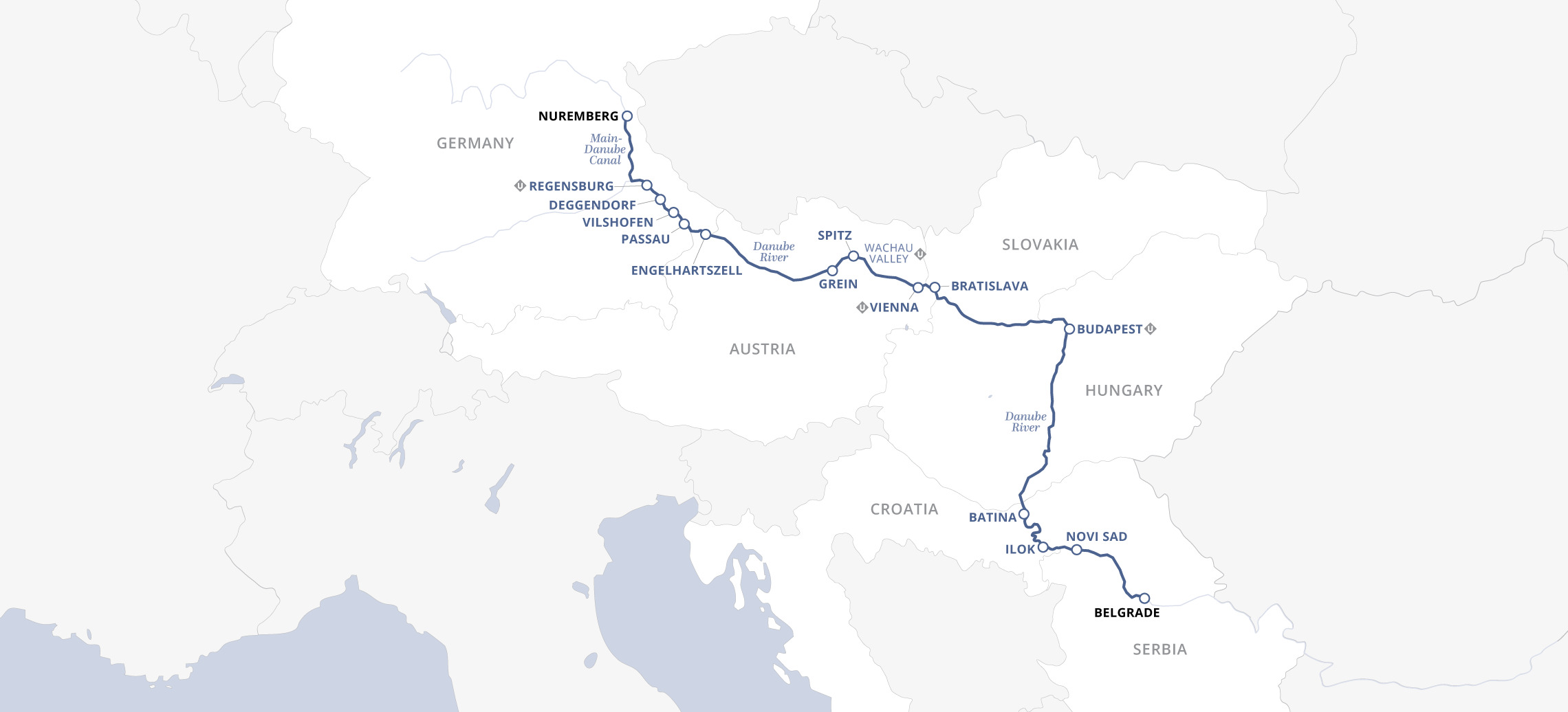 Danube Grandeur (2027) Itinerary Map