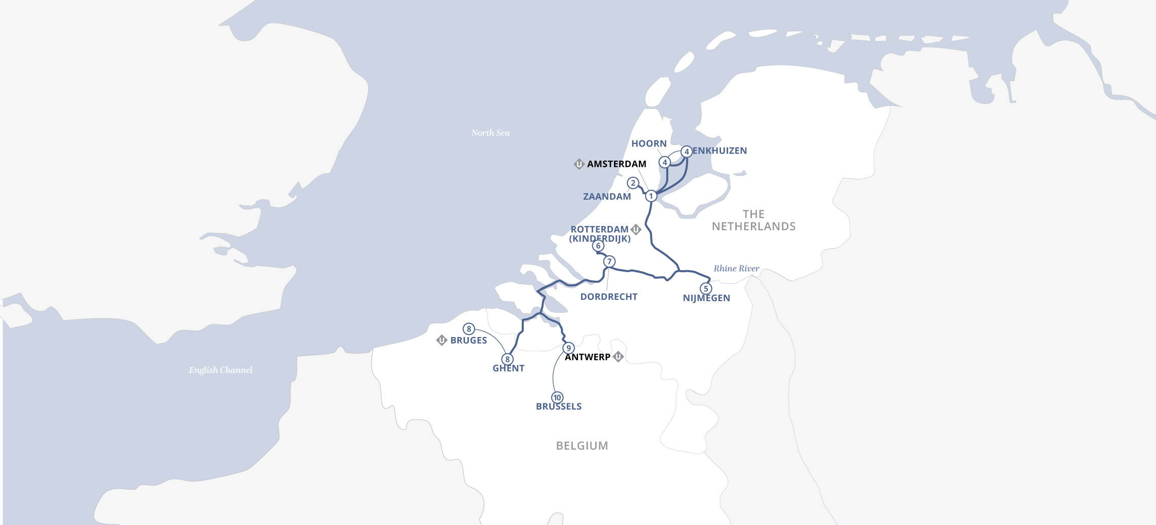 Tulips & Windmills (2027) Itinerary Map