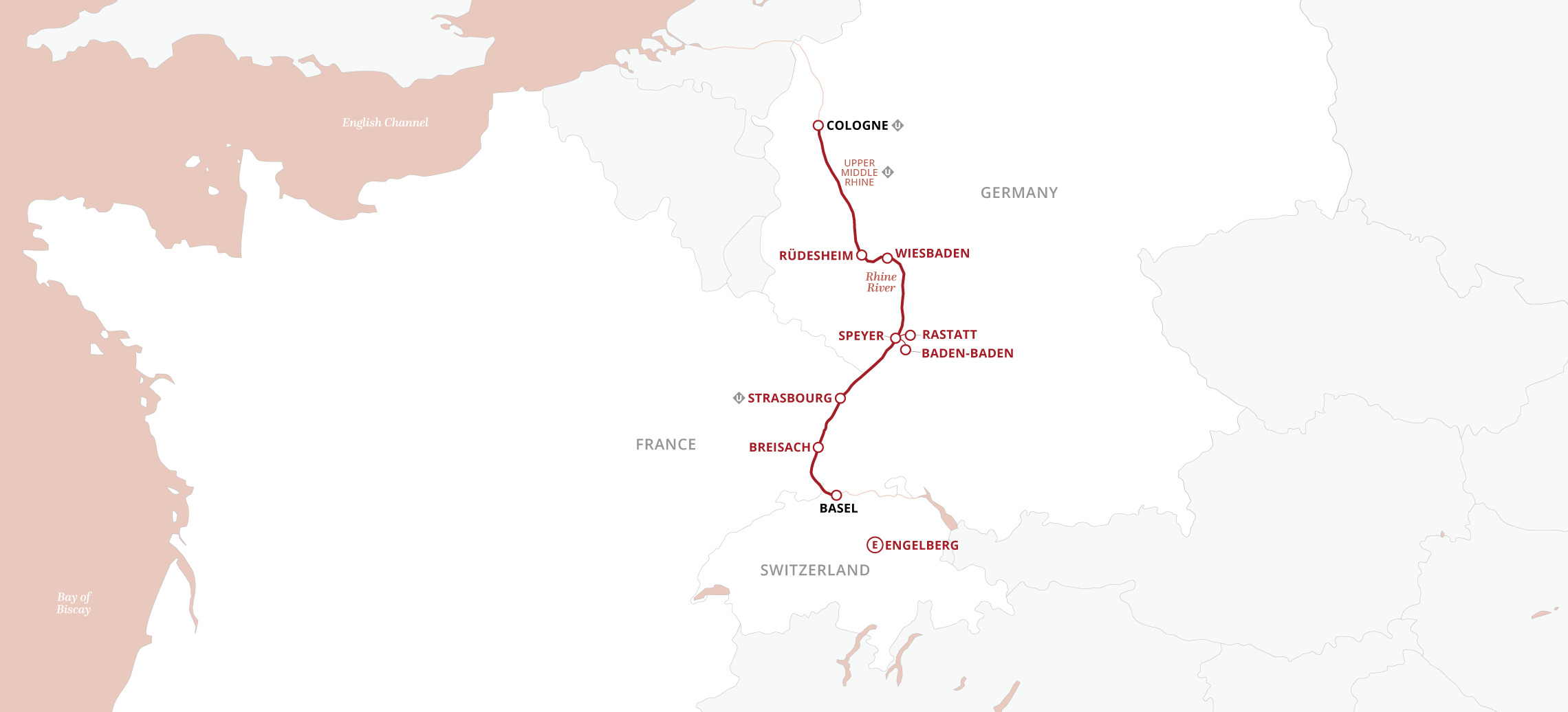 Rhine Holiday Markets (2027) Itinerary Map