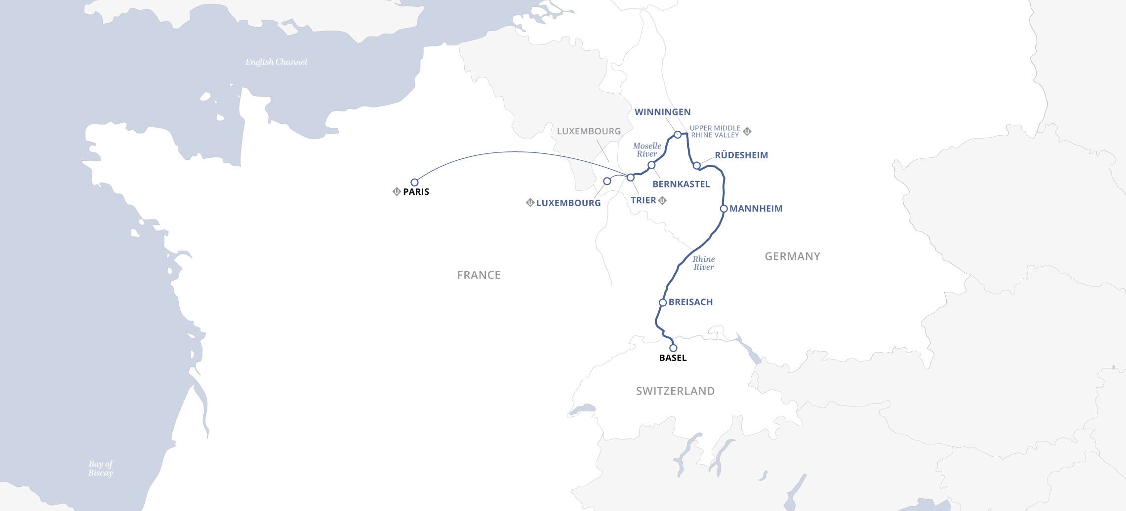 Scenic Rhine & Paris Map