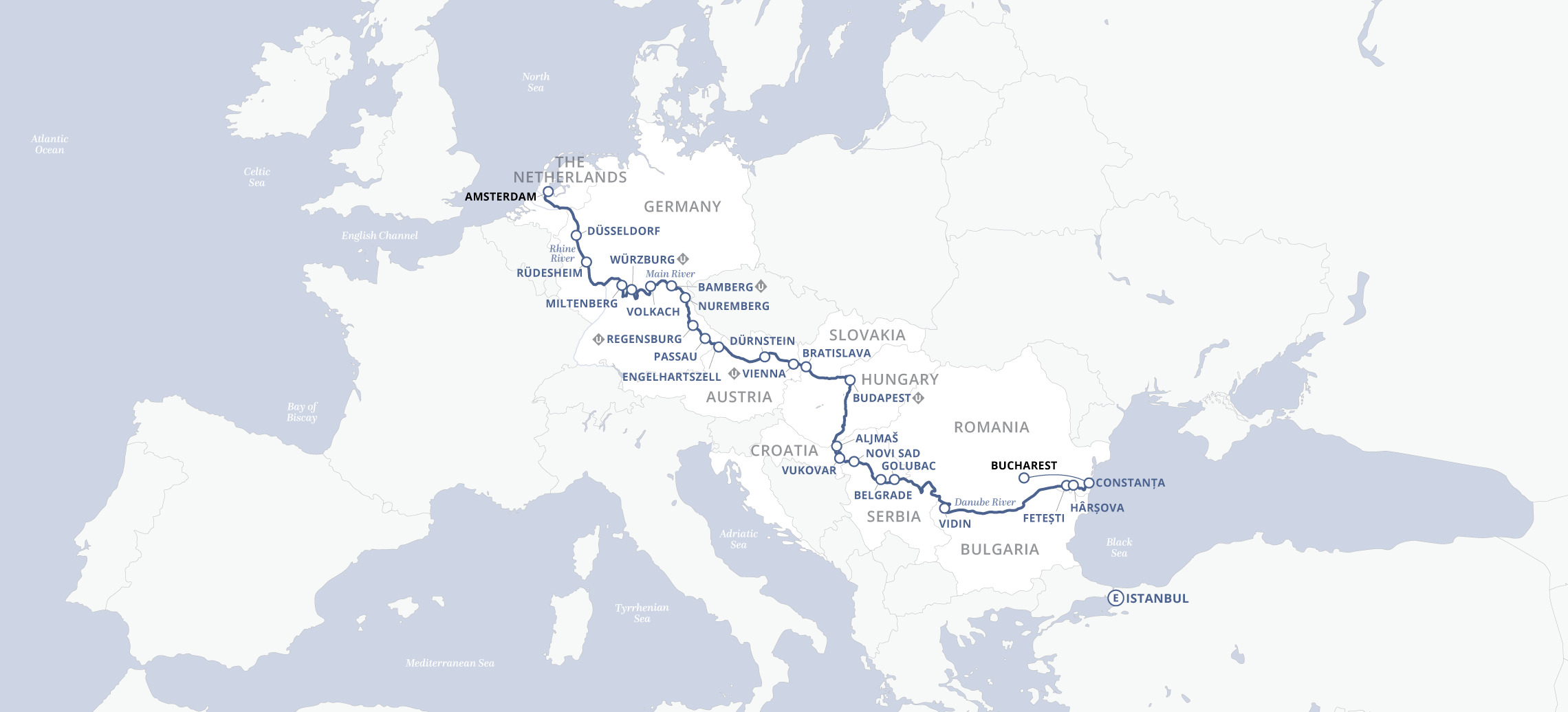 Amsterdam to the Black Sea Map