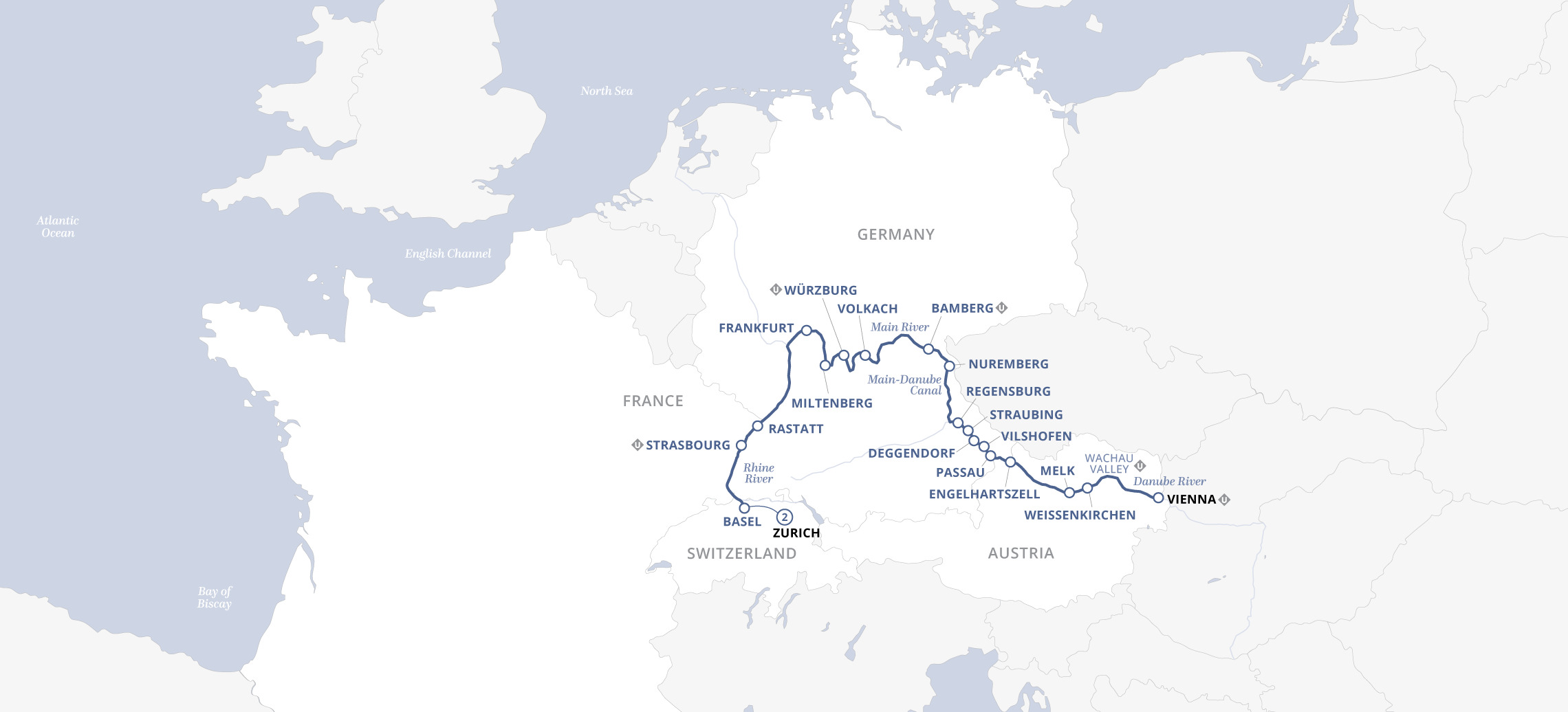 Grand Central Europe & Zurich Map