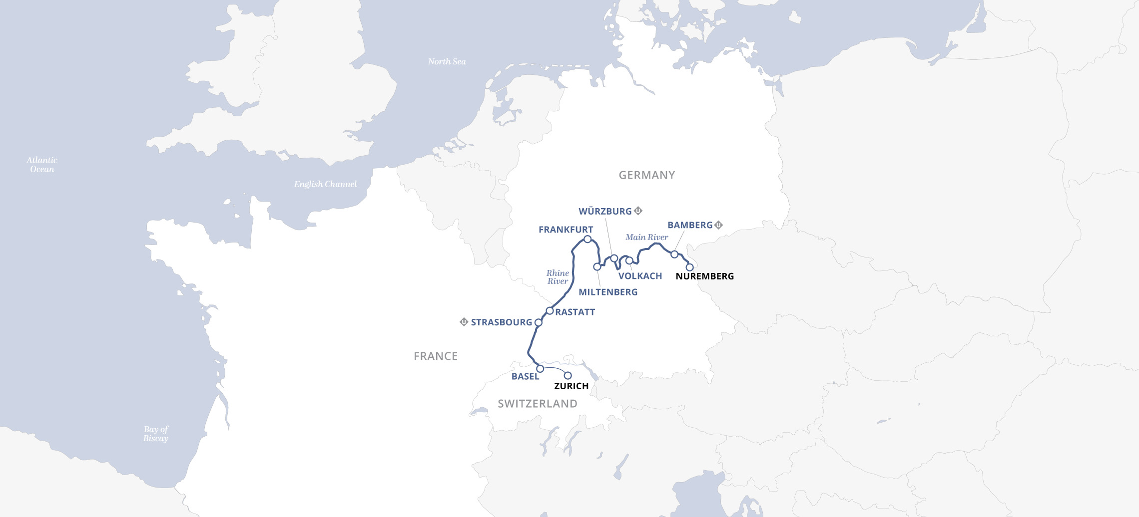 Zurich & the Rhine River Valley Map